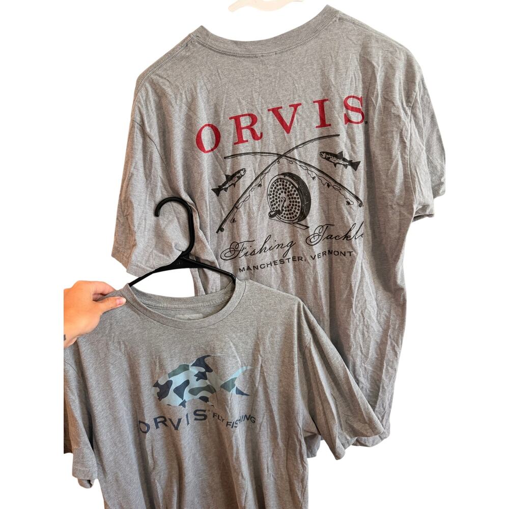 Orvis Fly Fishing T-Shirts-Set of Two- Sz L Gray Outdoors Mens Shirts Nice